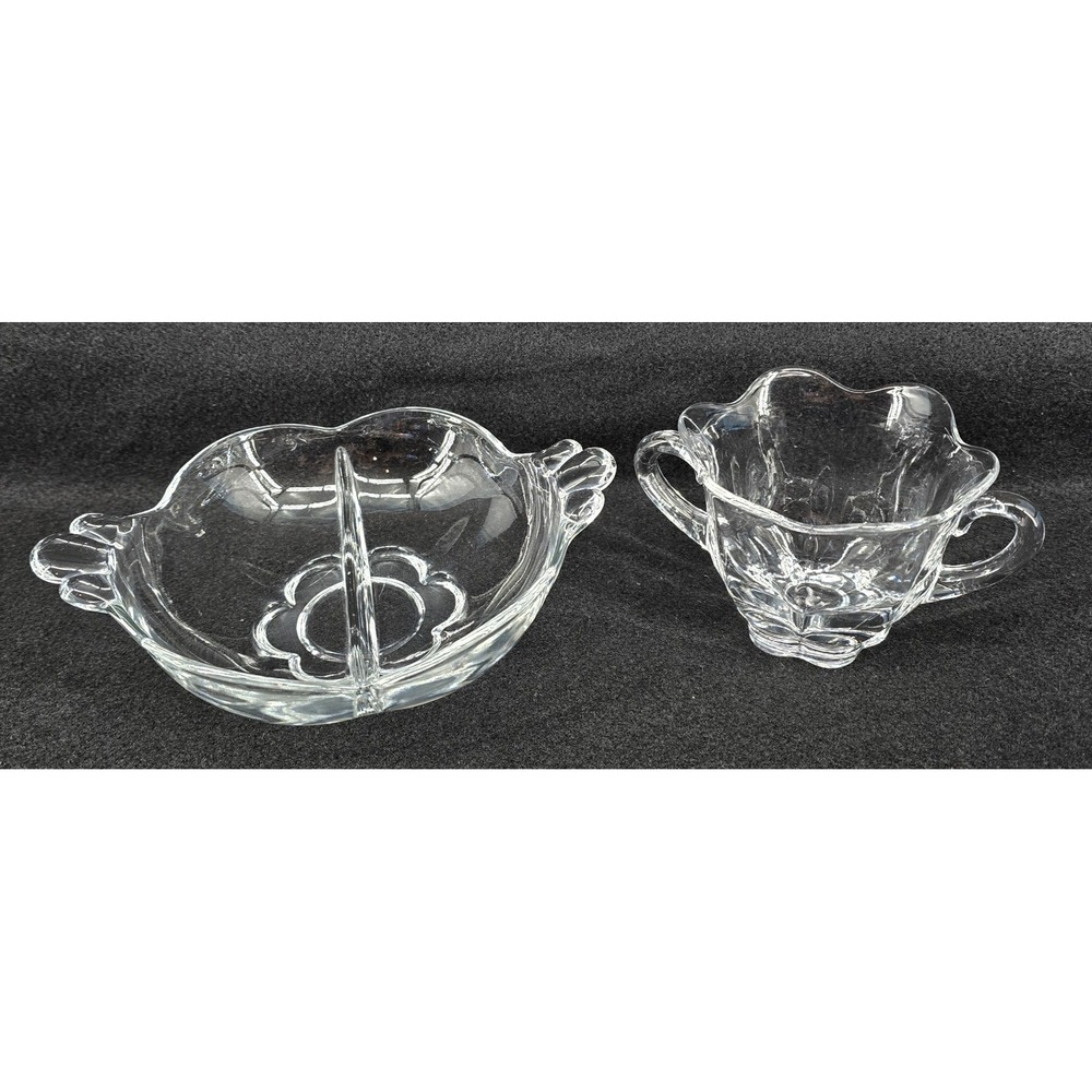 Set of 2‎ Vtg EAPG Duncan Miller Canterbury Divided Relish Dish Sugar Bowl Serve